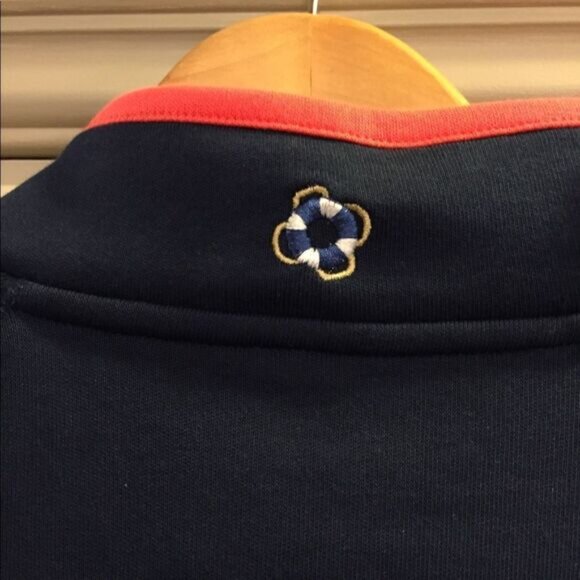 Castaway Sailing Quarter Zip Navy Cotton Pullover Mens SZ L - Picture 5 of 5